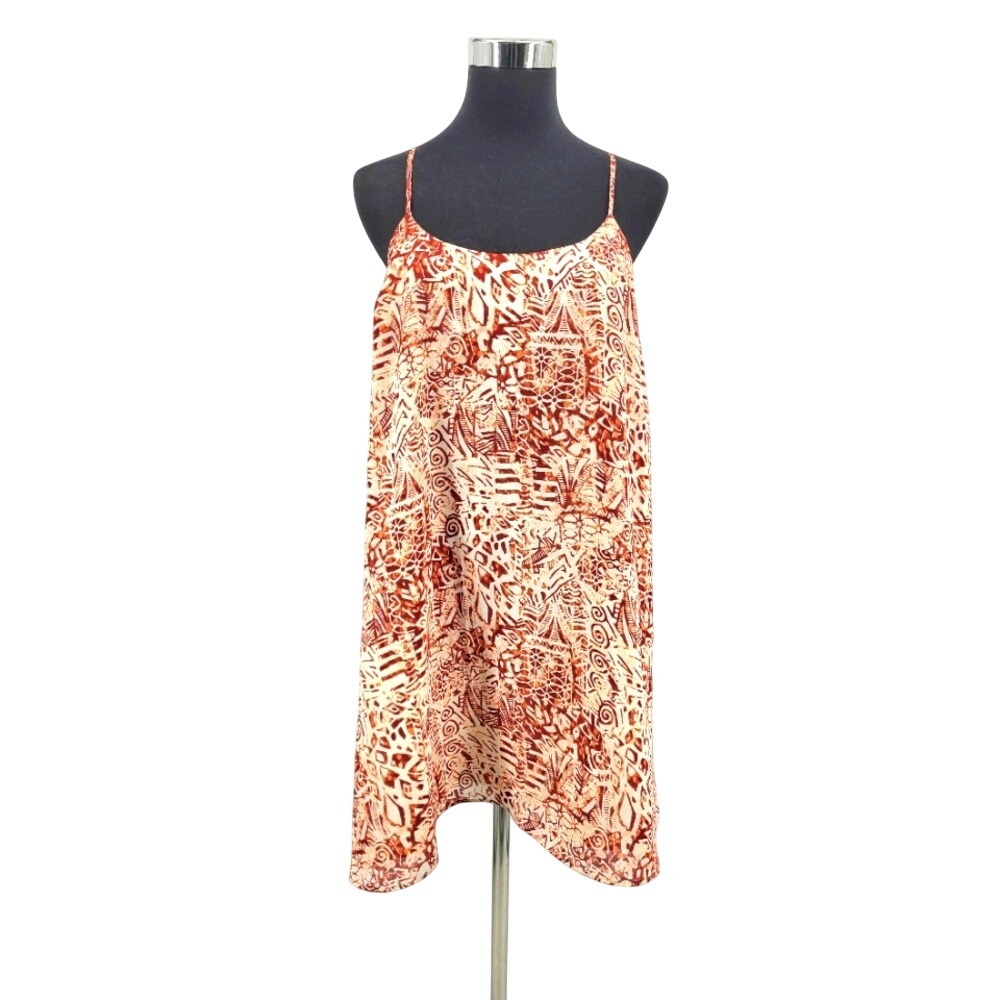 XXI Forever 21 Orange Tribal Print Strappy Lattice Back Mini Dress XS